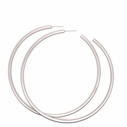 Extra Large Natural Brushed Round Hoop Earrings